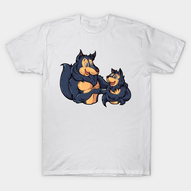 Father and son make fistbump - Wolf T-Shirt by Modern Medieval Design